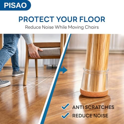 PISAO 24 Pcs Chair Leg Floor Protectors Caps Cover Pad for Hardwood Floors - Image 2