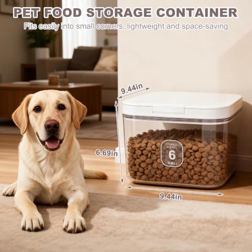 LEAWALK 6 Lbs Airtight Dog Cat Pet Food Storage Container PopTop White - Image 2