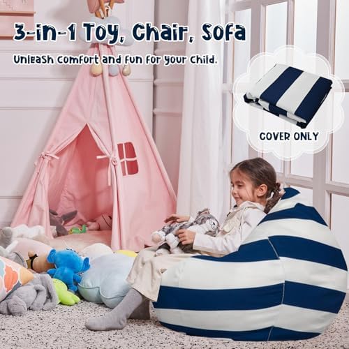 Stuffed Animal Storage Bean Bag Chair Cover Only for Kids Girls Toddler, Large Beanbag Chair Without Filling for Organizing Children Soft Plush Toys - Image 6