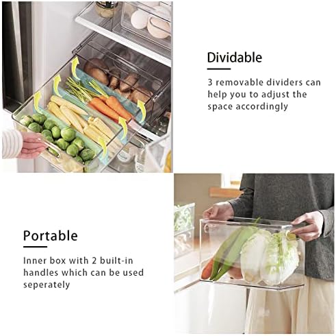 7 pack Stackable Refrigerator Organizer Bins Pull-Out Drawers for Fruit and Veggies Storage Organizer for Fridge Clear Drawer Containers with Handle Divided Organization for Produce Saver - Image 4