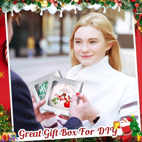 Dunzoom 25 Pcs Christmas Sublimation Blanks Ornament Gift Box, Silver - Image 5