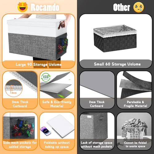 Large Toy Storage Box with Lid & Dividers, Kids Toy Chest, Gray and White - Image 5