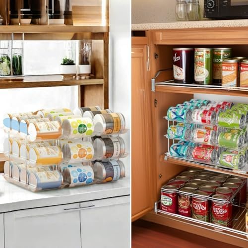 Can Organizer for Pantry, 2 Tier Stackable Rolling Can Storage Rack - Image 6