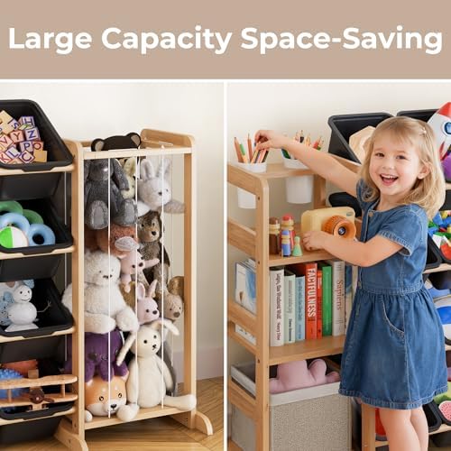 Toy Storage Organizer with Bookshelf and Stuffed Animal Storage - Kids Playroom Organization with 3 Shelves and 12 Bins - Toddler Living Room Toy Box for Collections - Nursery Bedroom Decor Essential - Image 5