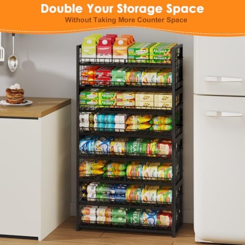 JKsmart 2-Tier Stackable Can Organizer, Extra-Long Can Holders for Pantry Storage, Adjustable Can Dispenser Holds Up to 64 Cans, 12mm Metal Frame, Super Sturdy Racks for Various Canned Food Soda - Image 7