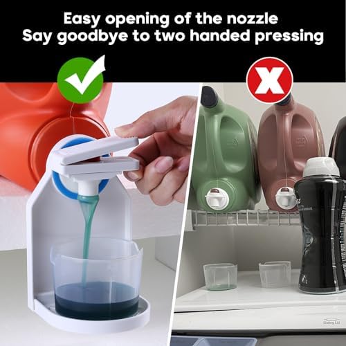 Laundry Detergent Dispenser Cup Holder,Nozzle Upgraded Labor Saving Switch Easily No More runny or Messy Laundry Detergent, Laundry Cup Holder and drip Tray Room Organization and Storage - Image 2