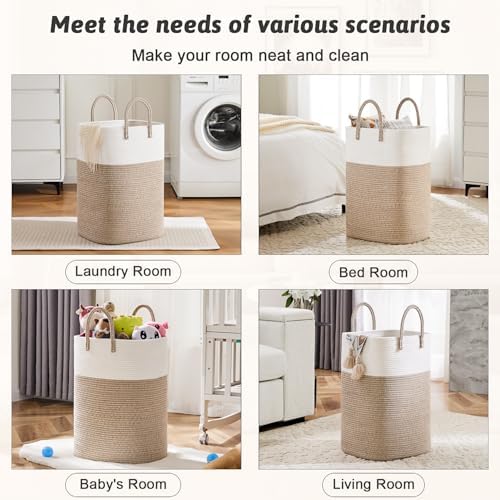 Artfeel Laundry Basket,Woven Cotton Rope Laundry Hamper,60L Versatile Storage for Dirty Clothes,Baby Toys,and Blankets in Bathroom, Nursery,and Living Room - Image 5