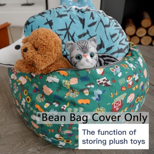 YuppieLife Stuffed Animal Storage Bean Bag Chairs Canvas Cover for Kids(No Filling)/Machine Washable and Durable Toddler Bean Bag Sofa Cover for Room Decor (Farm, 38'') - Image 5