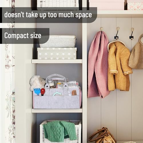 Mr. Pen- Baby Diaper Caddy Organizer, Gray, Pink Inside - Image 5