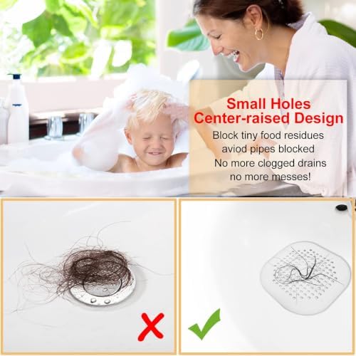 Bovinde Hair Drain Catcher,Square Cover for Shower 2 Pack (White) - Image 3
