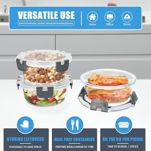 GULFLIN 12 Pack 13oz Small Round Glass Food Storage Containers with Lids - Image 6