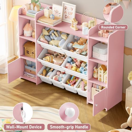 FOTOSOK Toy Storage Organizer with 8 Toy Bins, Kids Toy Storage - Image 4