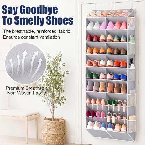 UVIAHOMI 20-30 Pairs Over the Door Shoe Organizer with Side Mesh Pockets - Image 6