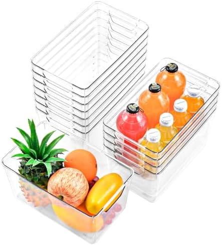 Freebat 12 Pack Pantry Organization and Storage,Clear Plastic Storage Bins by Freebat