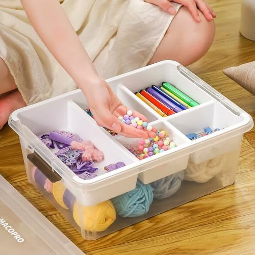 17QT Clear Plastic Craft Storage Box with Removable Tray & Lid - 2 packs - Image 2
