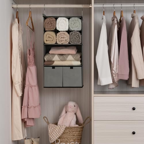 GRANNY SAYS 4-Shelf Hanging Closet Organizer with Drawer, Foldable Storage - Image 2