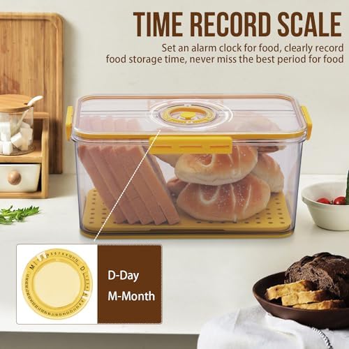 Gifhomfix Bread Box Airtight Bread Boxes for Kitchen Counter, Time Recording Bread Storage Container with Lid, Bread Holder for Homemade Bread, Toast, Bagel, Donut and Cookies - Image 4