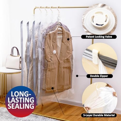 Hanging Vacuum Storage Bags, Space Saver Vacuum Seal Bags for Cloth, 3 Long - Image 5