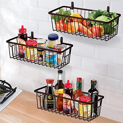 SheeChung Metal Wire Basket with Handle, Wall Hanging Basket, Small 4 Pack - Image 5