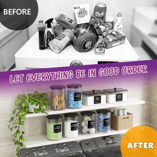 3+1 Glass Laundry Pods Container, Clear Laundry Room Organization Containers Essentials, Large Detergent Powder Storage Containers Black Lids & Labels Signs, Home Laundry Pods Holder - Image 5