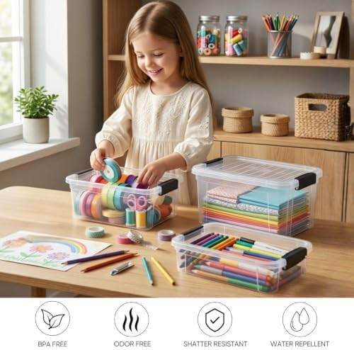 Superio 1.85 Quart Clear Plastic Storage Boxes with Lids, Stackable Organizer Containers, BPA-Free Storage Bins for Home, Office, School & Dorm, 5 Pack - Image 4