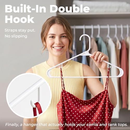 HOUSE DAY White Plastic Hangers 40 Pack, Slim Space-Saving Clothes Hangers - Image 4