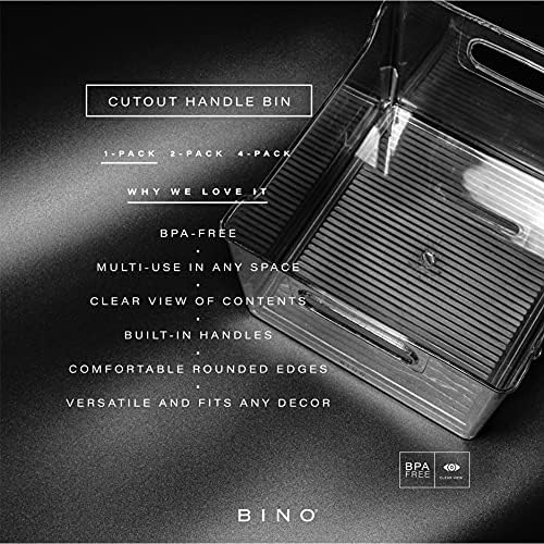 BINO | Clear Storage Organizer | THE LODGE COLLECTION | Containers for Organizing with Handles| Pantry & Kitchen Organization | Fridge Organizer | Bathroom Organizer | Storage Bins For Shelves Cabinet - Image 2