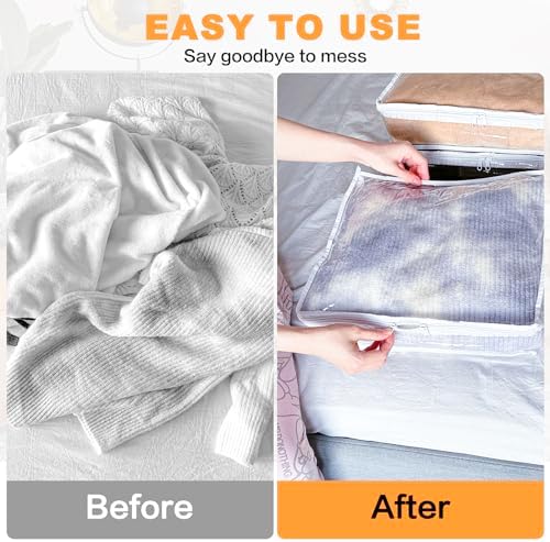 Clear Zippered Plastic Clothes Storage Bags, 6 Pack, White - Image 5