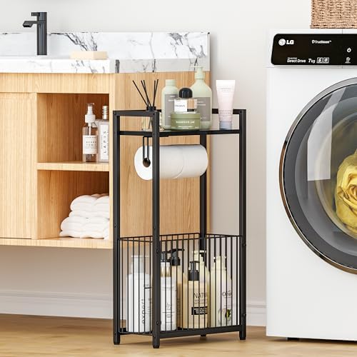 Freestanding Toilet Paper Holder with Storage Shelf - Larger Size - Image 7