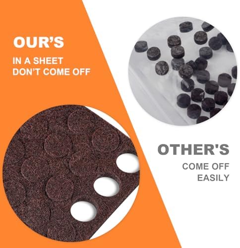 Felt Cabinet Door Bumpers - Small Felt Pads for Cabinet Doors, 3/8" Diameter 200PCS, 3mm Thick Self Adhesive Brown - Image 3