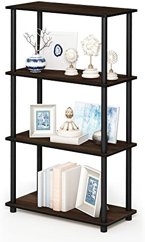 Furinno Turn-N-Tube Toolless 4-Tier Storage Shelves, Columbia Walnut - Image 5