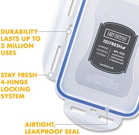 LOCK & LOCK Easy Essentials Food Storage with Flip Lid/Airtight container, BPA Free, 14.3-Cup, Clear (Pack of 2) - Image 4