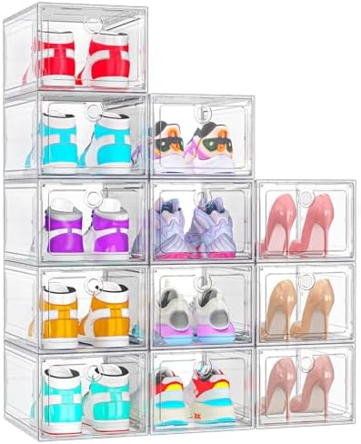 ARSTPEOE 12-Pack Shoe Storage Boxes Clear Magnetic Stackable by ARSTPEOENeatChic
