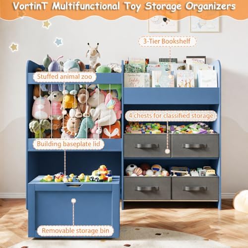 51.1" W Toy Storage Organizer with Stuffed Animal Storage, Wooden - Image 4