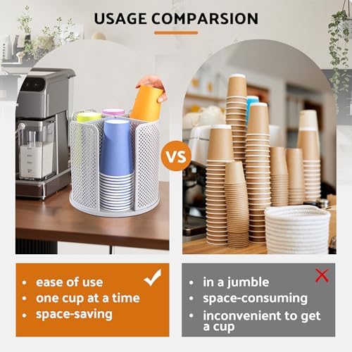 Rotating Paper Cup Dispenser, Cup Holder with 4 Compartments, Gray - Image 3