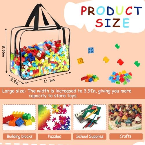 6 Packs Large Toy Storage Bags with Labels Reusable Clear Toy Organizer - Image 2