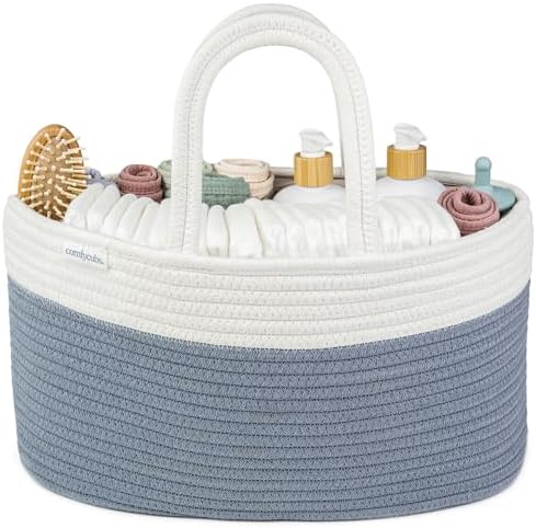 Comfy Cubs Rope Diaper Caddy Organizer - Baby Diaper Basket Pacific Blue by ComfyCubs