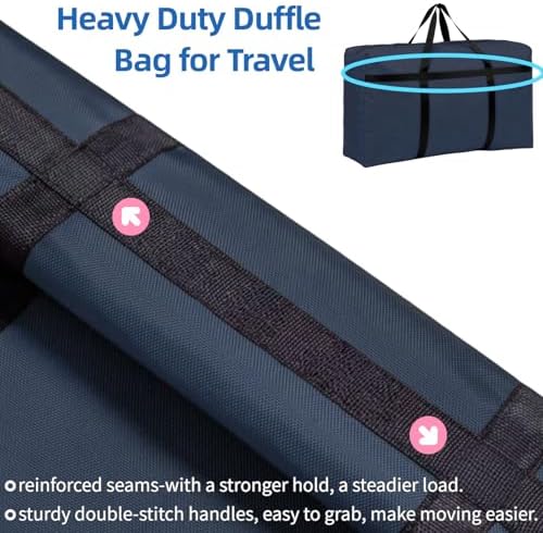 150L Extra Large Travel Duffle Bag with Zipper 600D Fabric Waterproof Christmas Big Storage Bag for Traveling Camping Moving, Large Capacity Heavy Duty Luggage Tote for Men, Blue - Image 5
