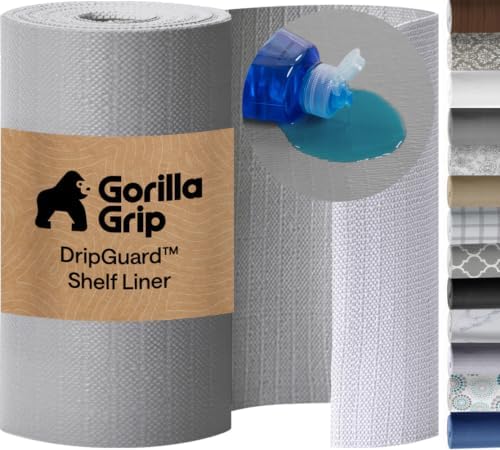 GORILLA GRIP Shelf Liner, Kitchen Drawer Protector, 17.5x240 Gray by GorillaGrip
