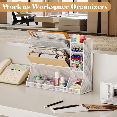 Jakyitvi Adjustable 5 Tiers Wall File Organizer Metal Hanging Holder White - Image 5