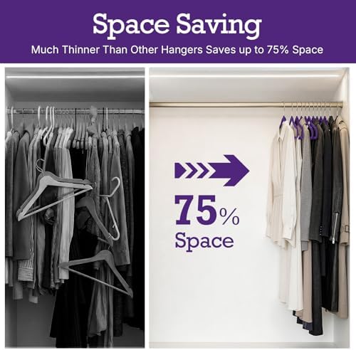 HOUSE DAY Noble-Purple Velvet Hangers 60 Pack, Non Slip Clothes Hanger - Image 3