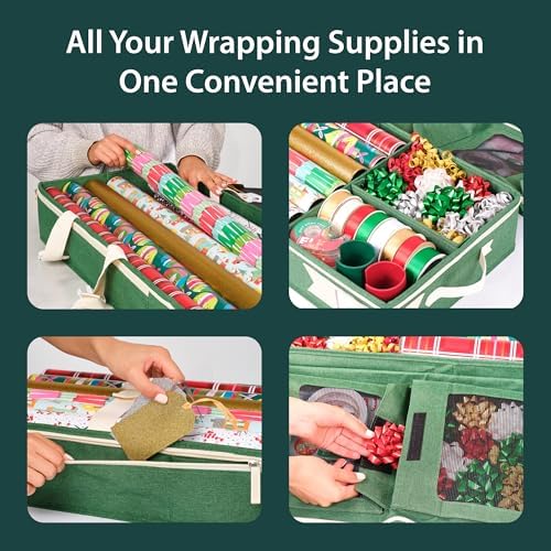 Little ELF Premium Wrapping Paper Storage Organizer, Easy to Carry, 6 Individual Pockets for Christmas Gift Wrap Supplies, Lightweight and Sturdy - Image 2