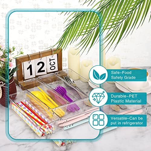 Maitys 12 Pcs Plastic Drawer Organizers, Silverware Tray, 9 x 3 x 2, Clear - Image 3