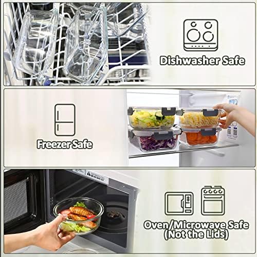 M MCIRCO 24 Piece Glass Food Storage Containers with Lids,Gray - Image 4