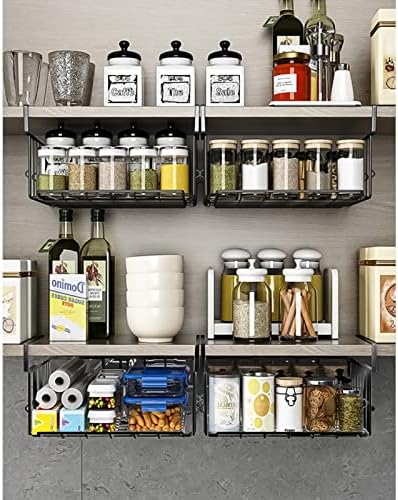 Under Shelf Basket Storage 2Pack - 11.8in Metal Under Cabinet Shelf, Hanging Wire Basket Shelves, Undershelf Storage Basket for Kitchen Pantry Bookshelf - Image 3