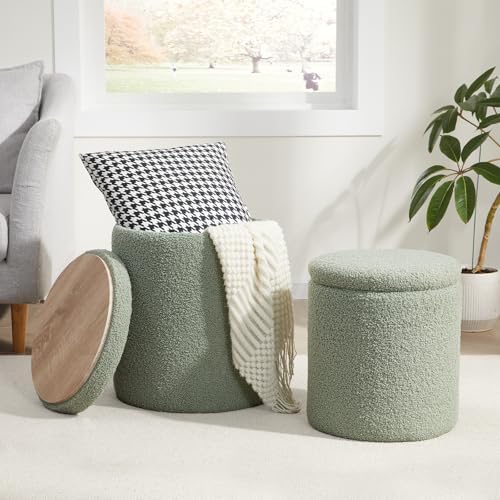 Royal Windsor Round Ottoman with Storage Set of 2, Storage Vanity Stool by RoyalWindsor