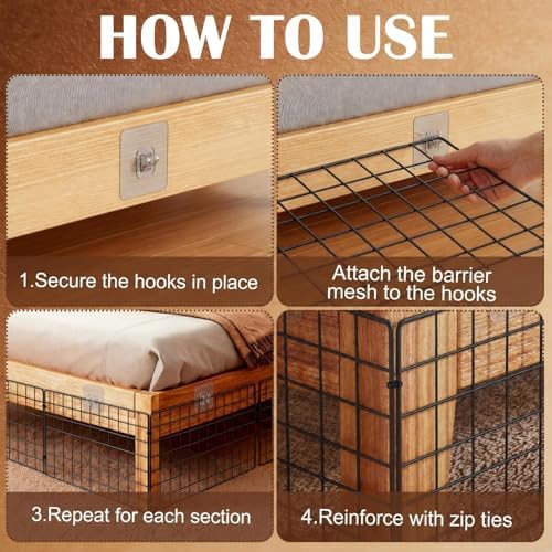 Sliner 12 Pack Black Under Bed Blocker for Pets Metal Under Couch Blocker 16" L x 7.9" H Sofa Couch Barriers for Dogs Pets Cats Toys Items with 49 Accessories - Image 5