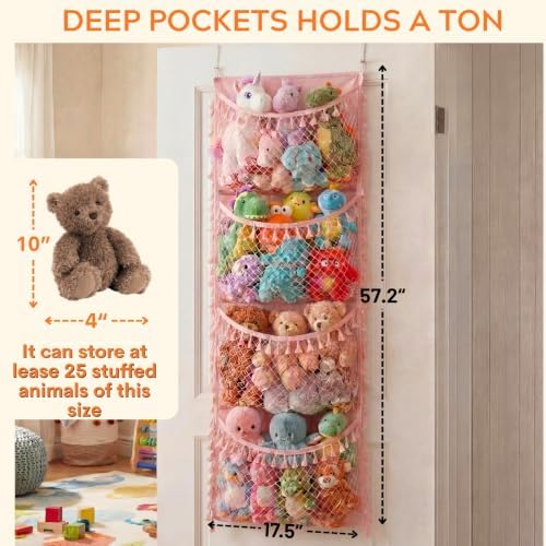 Ofiray-home Cotton Over The Door Stuffed Animal Storage - Image 3