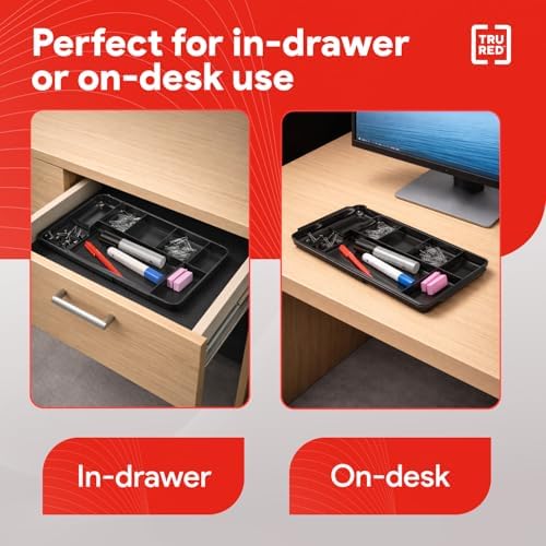TRU RED Expandable Plastic Drawer Organizer, 7-Compartment, Black - Image 5