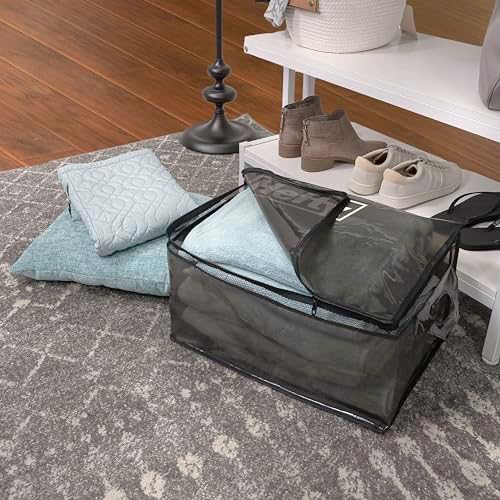 Hefty Large Flexible Tote with Breathable Mesh, Double Zipper, 2 Handles – Ideal for Moving or Clothes & Apparel Storage, Alternative to Plastic Bin, Organizer or Container – 24 Pack - Image 4